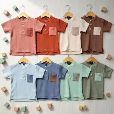 KIMKID Kaos Waffle Polo Pocket Anak: Premium Comfort & Style